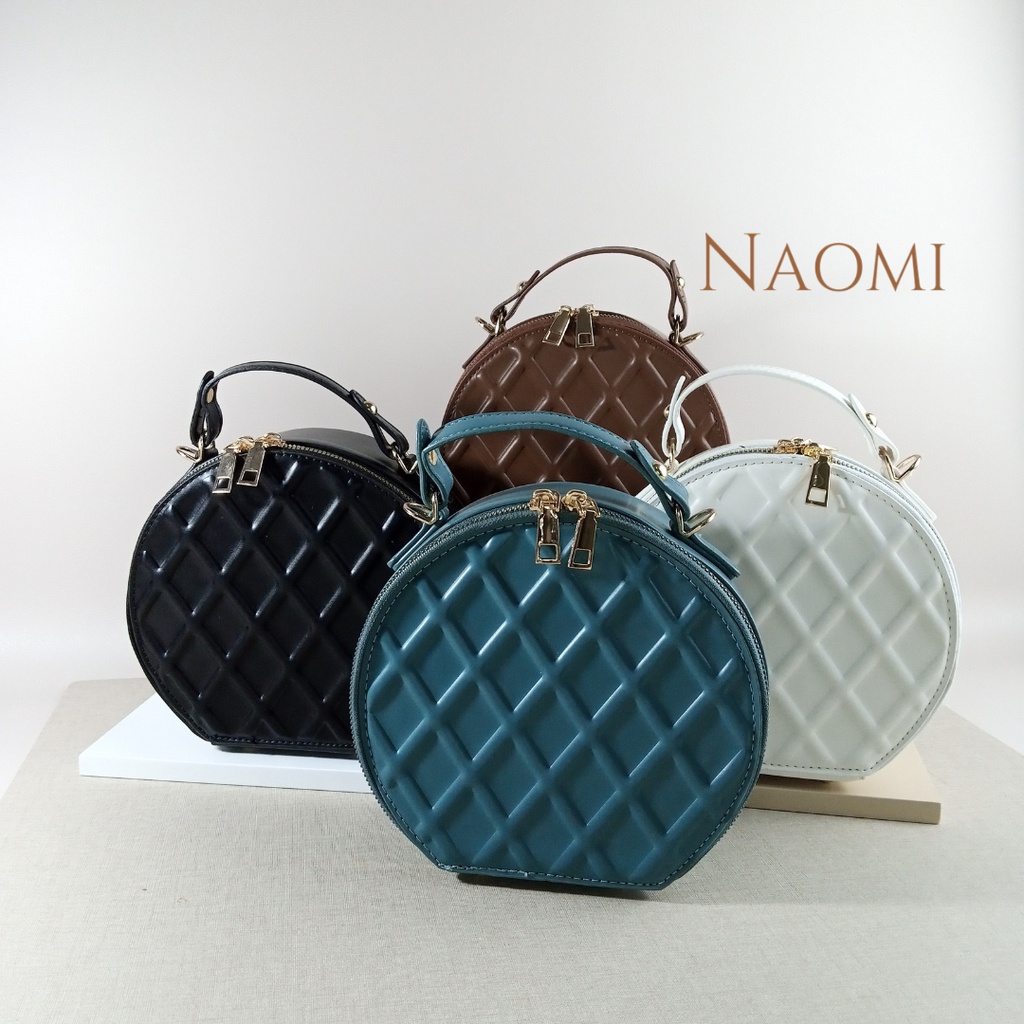 NAOMI - Premium Last stok no restock Allena Bag Tas Fashion Wanita Tas - Sling Bag - Tas Impor - Tas Premium - Berkualitas - tas naomi - tas motif waffle - naomi bag - tas bulat - tas circle - tas wafer