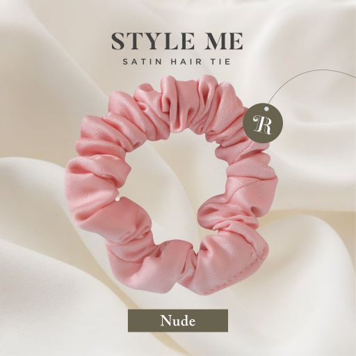 Scrunchies Premium Satin Silk MINI The Rituale | Ikat Rambut Kuncir Hijab Cepol | Anti Rontok Pusing-Nude