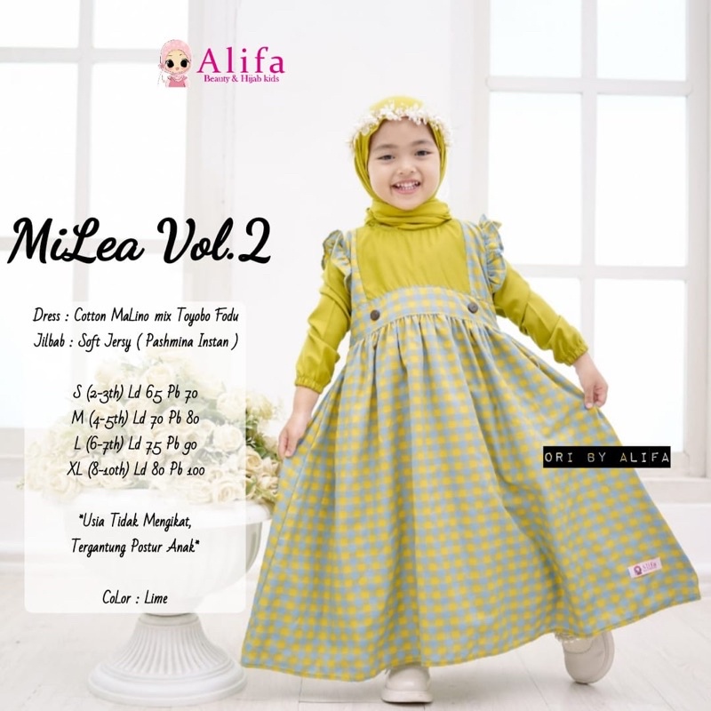 MILEA KIDS SET DRESS ANAK FREE HIJAB ALIFA MILEA VOL 2