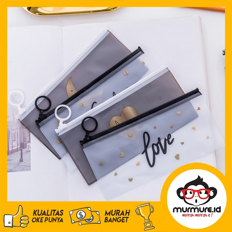 MURMURE.ID | TEMPAT PENSIL TRANSPARAN TERBARU TEMPAT PENSIL ZIPPER IMPORT PC007 PC008-1