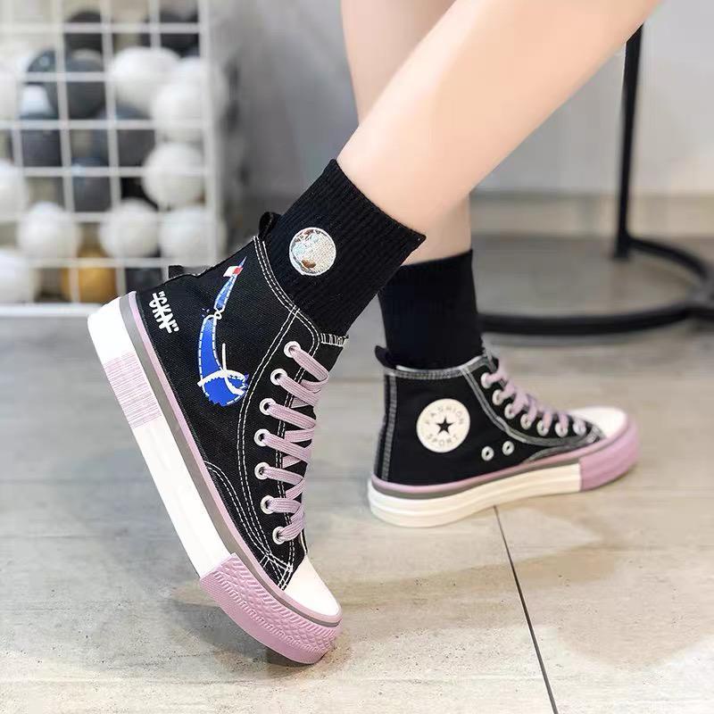 Free Box Sepatu Sneakers Korea Sepatu Sneakers Wanita Sneakers High Knee NS609