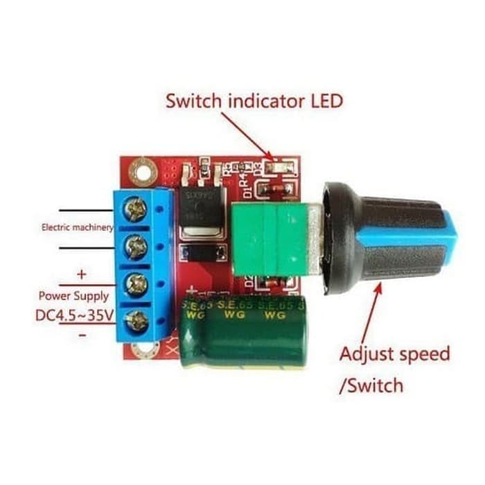 Dimmer 90W PWM Voltage 4.5-35V 5A Regulator Controller Motor Speed LED Kipas Fan Motor DC Robotik 90 Watt