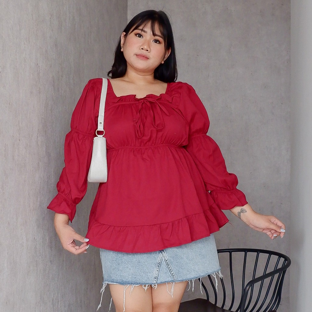 Blouse Wanita Jumbo / Blouse Fashion Korea Terbaru / Atasan Wanita Jumbo XXXL / Atasan Wanita Promo-Maroon