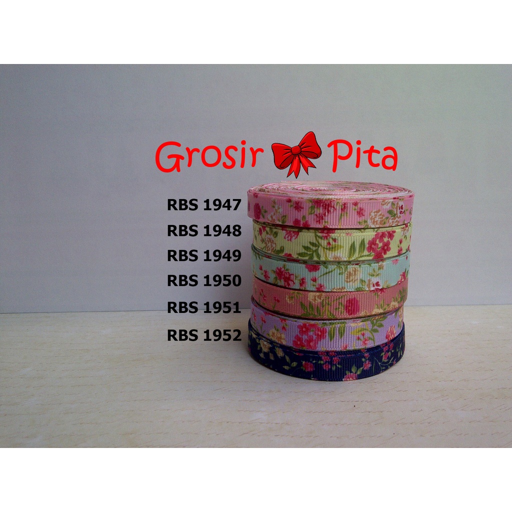 

(25 yard) Pita Grosgrain Motif Bunga RBS 1947,1948,1949,1950,1951,1952 | Toko Bahan Craft | Grosir Pita