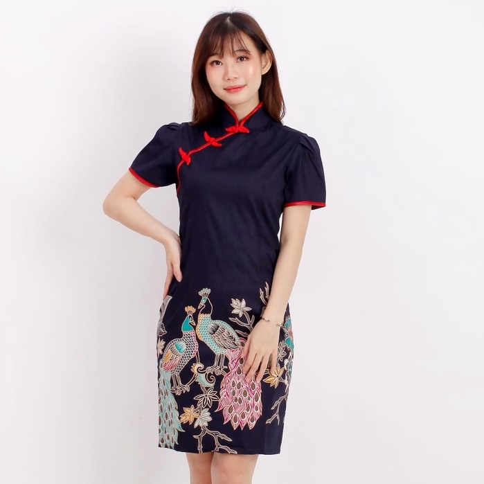 Baju batik wanita - Dress batik fashion cheongsam 032-7