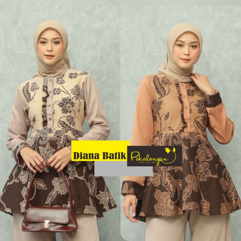 TERBARU Atasan Batik Wanita Kerja Kantor Modern Lengan Panjang Motif Bu Tejo Terbaru Terlaris Katun Kombinasi M L XL XXL