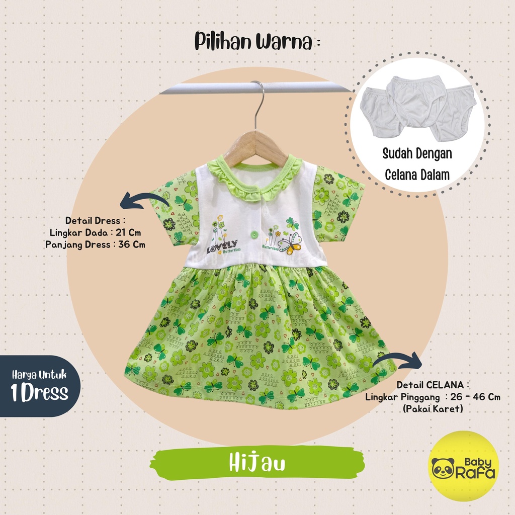 Dress Baju Bayi Perempuan 0 - 3 Bulan merk BONA, Setelan Rok Anak Perempuan motif LOVELY BUTTERFLIES