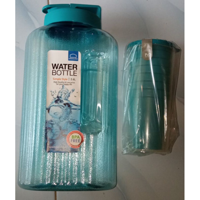 LOCK &amp; LOCK WATER BOTTLE 2,6 LITER SET WITH 7 CUP LIMITED EDITION BOTOL MINUM