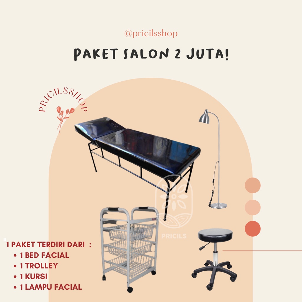 Paket Salon Bed Facial, Trolley, Kursi, Lampu Facial