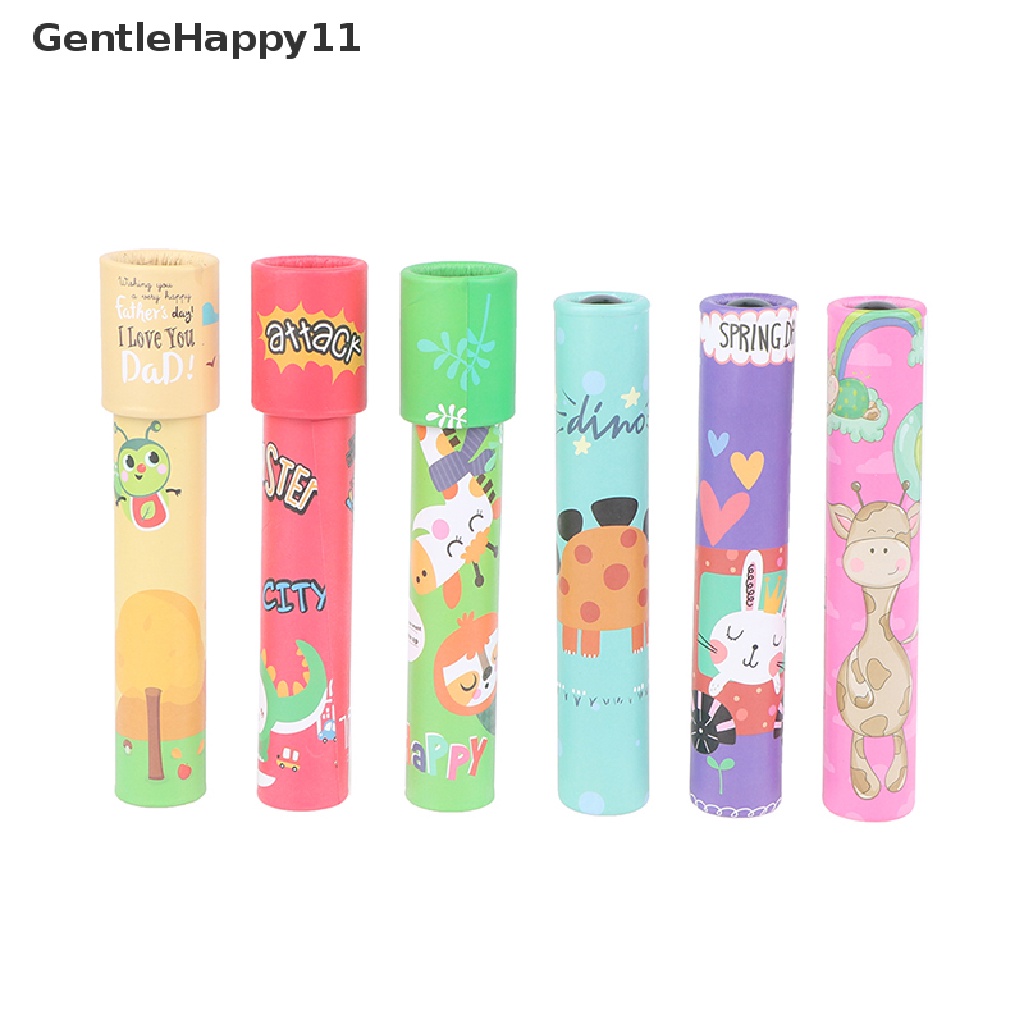Gentlehappy 1Pc Mainan Edukasi Kaleidoskop Putar Motif Kartun Untuk Anak