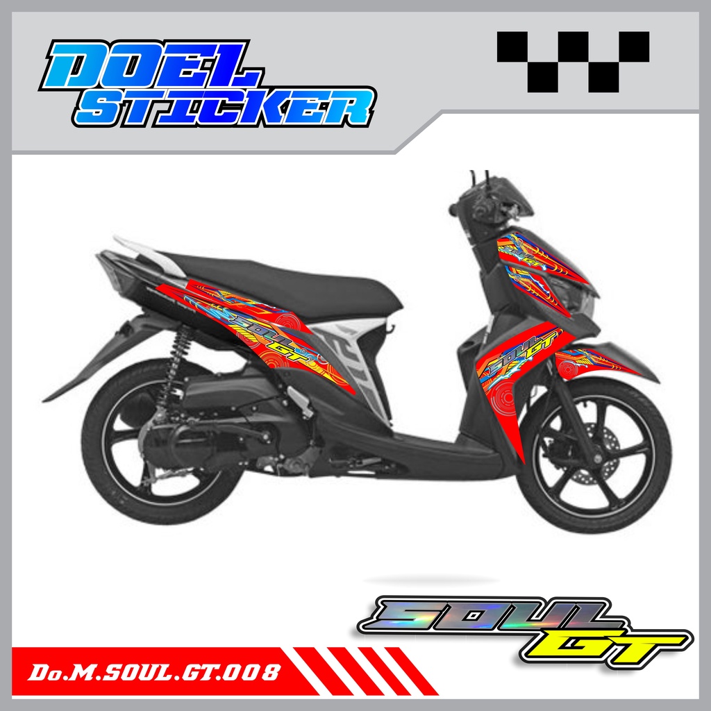 Sticker Striping Yamaha MIO SOUL GT List Variasi Hologram , Crome Doel 008