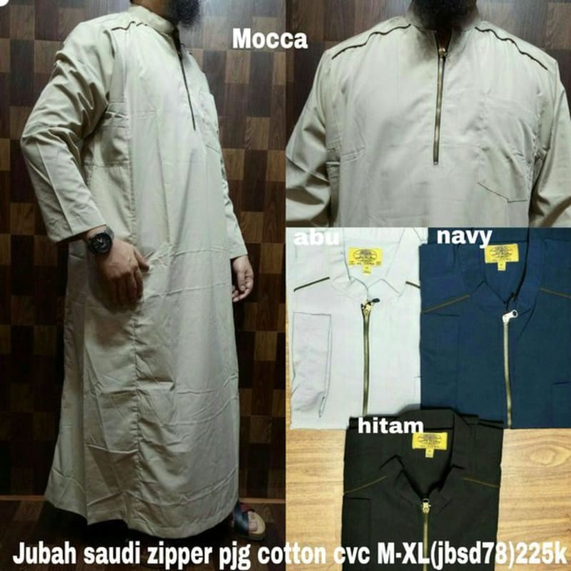 Jubah Saudi Zipper - Gamis Pria Premium