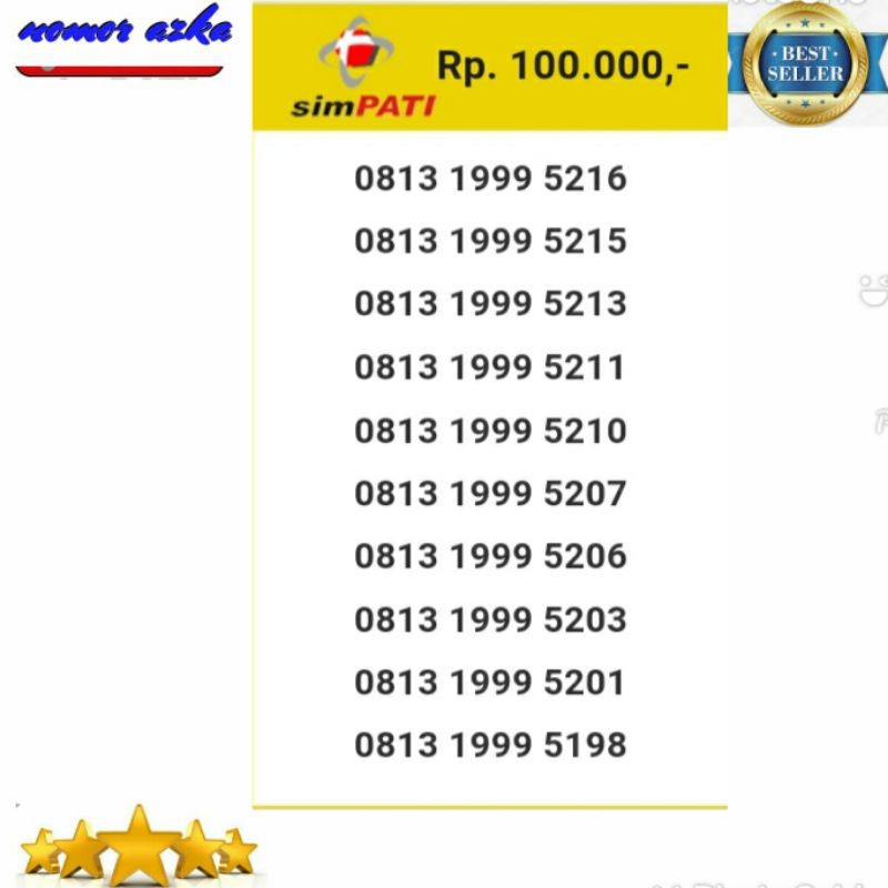 Nomer Cantik Kartu Simpati 0813 1999 5216 Seri Tahun 1999 Terbaik bsm02