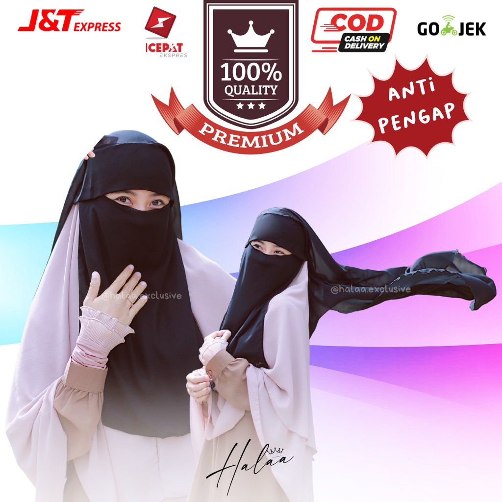 Niqab Cadar Long Yaman Poni Sifon Silky / Sifon Premium by Halaa Exclusive