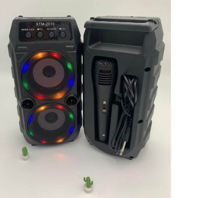SPEAKER GRATIS MIC BLUETOOTH KARAOKE XTM-2010 DOUBLE POWER SPEAKER X BASS//SALON AKTIF PORTABEL XTM 