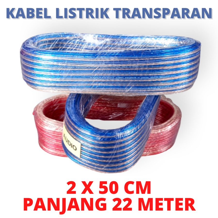 KABEL LISTRIK TRANSPARAN 2x50 KABEL AUDIO KABEL LISTRIK ROLL SERABUT TRANSPARANT