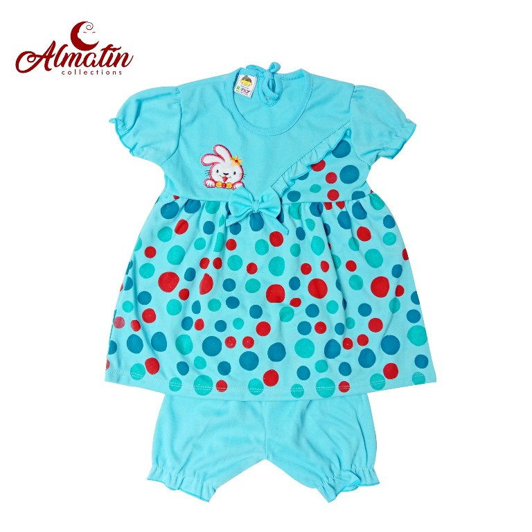 3 STEL DRESS ANAK PEREMPUAN / BAJU ANAK PEREMPUAN / SETELAN DRESS BAYI MOTIF POLKADOT 3-18 BULAN