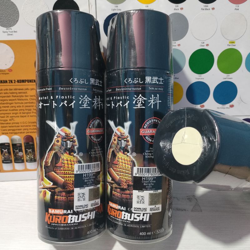 Samurai Paint Pilox Pilok Samurai Cream White H199** 199 Cream Putih Krem 400ml Cat semprot Samuraipaint Aerosol 400 ml