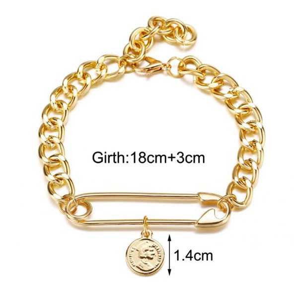 gelang simpel retro simple personality head pendant bracelet jge102 (1H1)