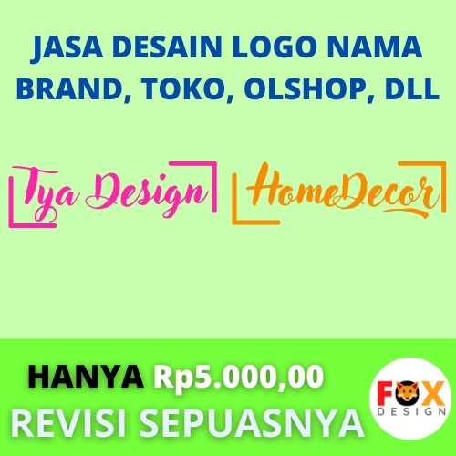 

Jasa desain logo nama brand, toko, olshop, dll (free request desain dan revisi sepuasnya)