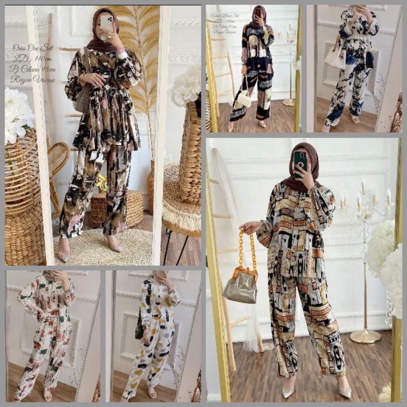 setcel rayon one set wanita one set premium setelan wanita setelan celana rayon viscos setelan rayon