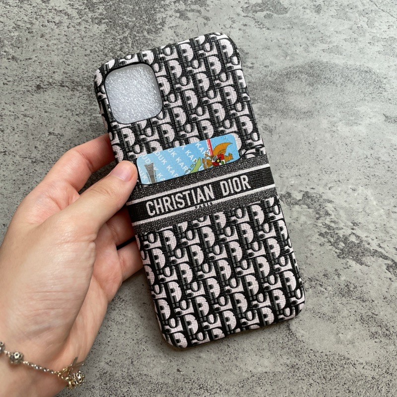 CDIOR LEATHER WALLET CASE IPHONE 7 7+ 8 8+ X Xs Xr XsMAX 11 11Pro 11ProMax 12 12Mini 12Pro 12ProMax