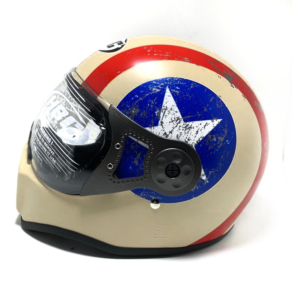 HELM CAKIL HBC PILOT VISOR CAPTAIN AMERICA + FREE BONUS (Helm HBC Cakil/Helm Retro/Helm Vespa)