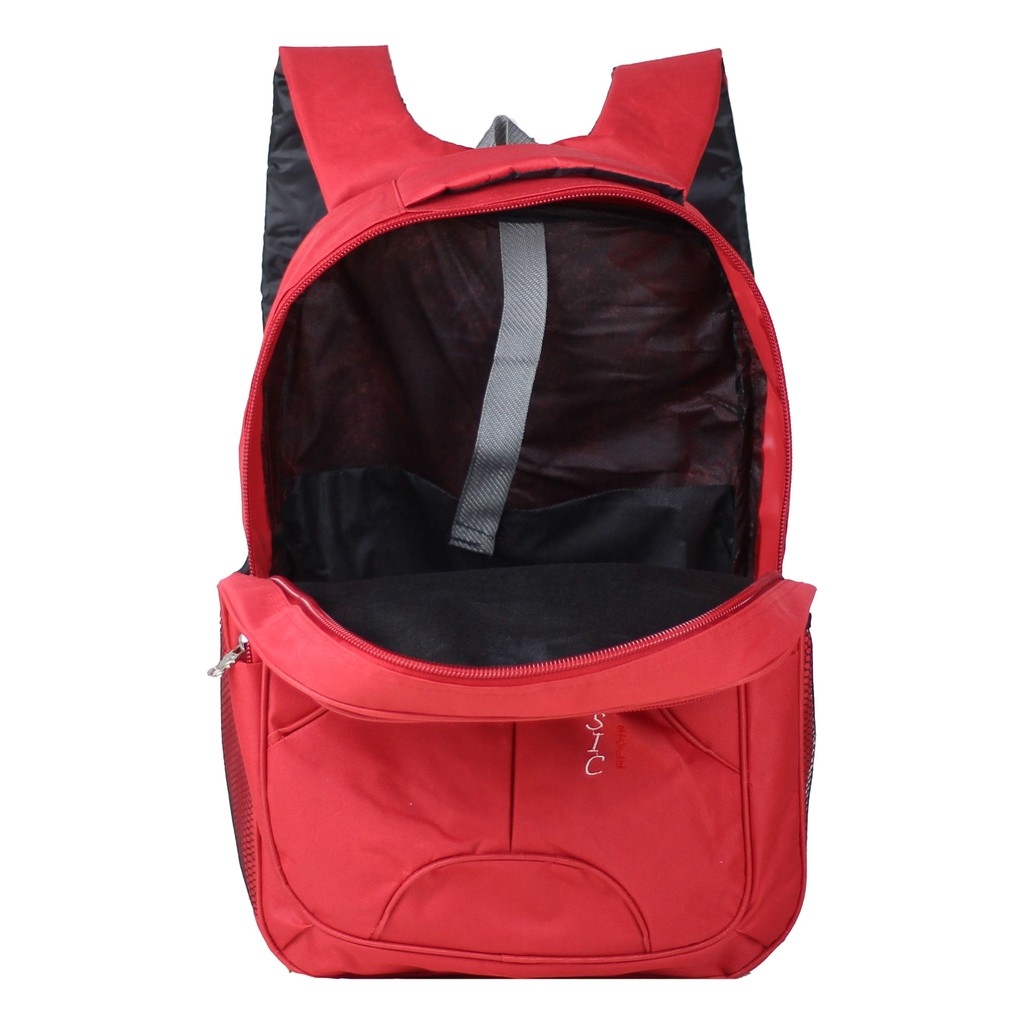 Tas Punggung Sekolah Kuliah Kerja Polo Classic Merah Backpack Nyaman Bonus Raincover