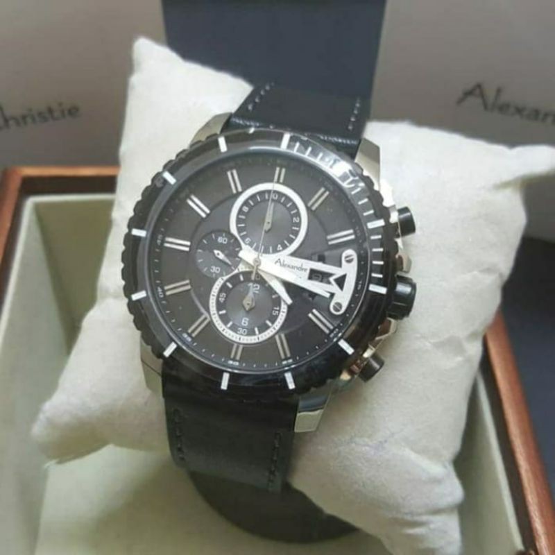 SALE OBRAL TERMURAH Jam Tangan Pria Alexandre Christie AC 6527 ac6527 Silver Black Original 47mm
