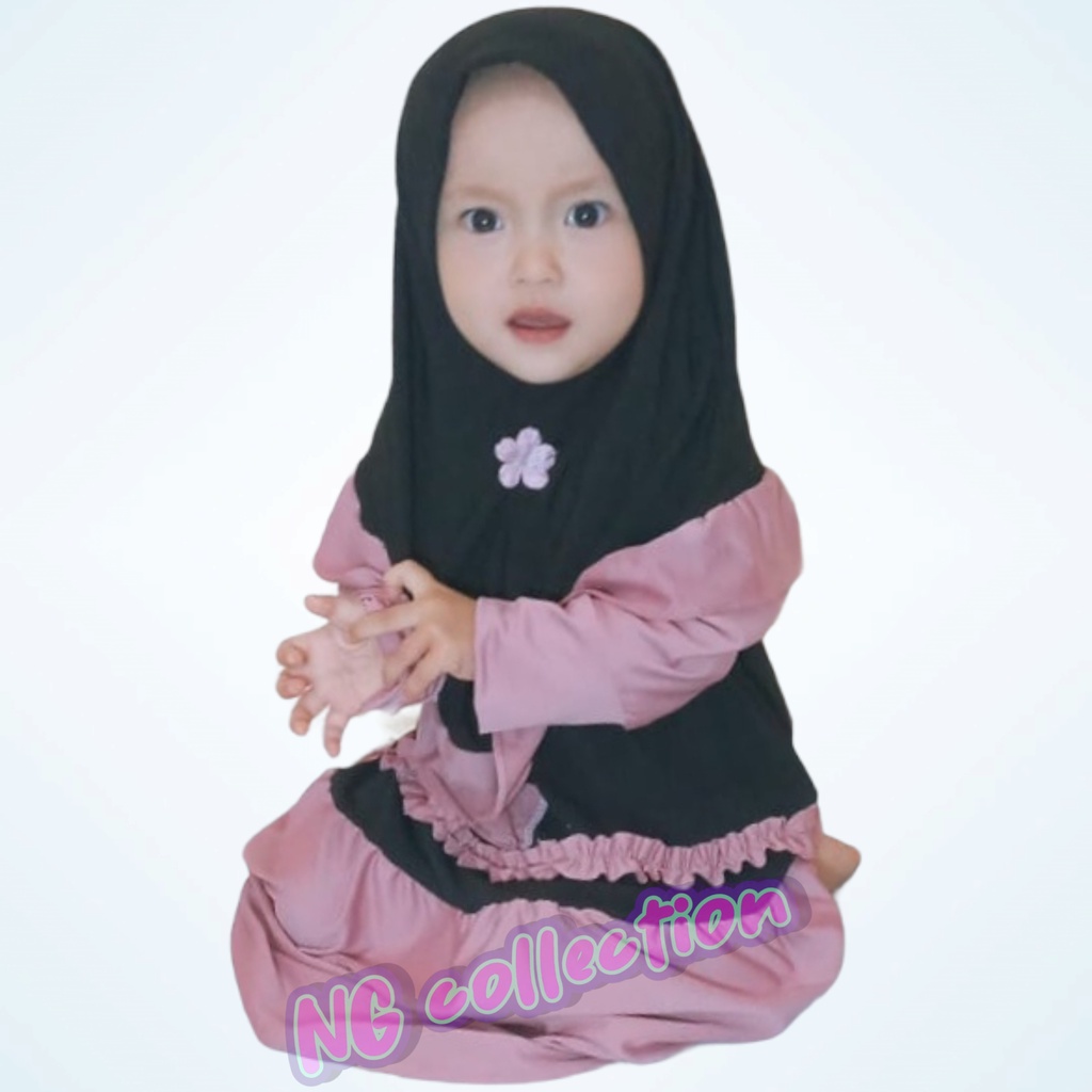 Gamis anak+kerudung 1-3 tahun murah RANDOM bahan jersey