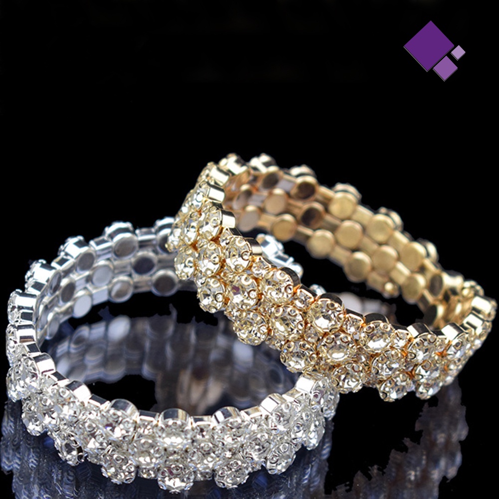 Gelang Bangle Cubic Zirconia Inlaid Baris Untuk Wanita