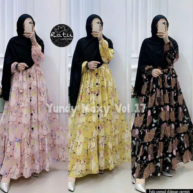 YUNDY MAXY VOL 17 #GAMIS MUSLIMAH BAHAN CERUTY PRINTING
