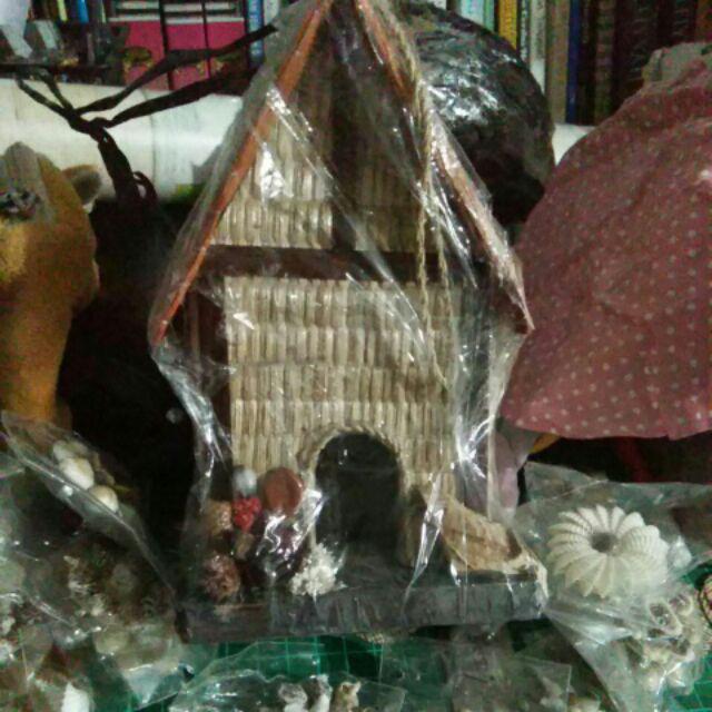 Lonceng Angin Bentuk Rumah Burung 30 X 12 X 7 Cm Rotan Kayu Bambu - Dekorasi Pajangan Rumah Murah