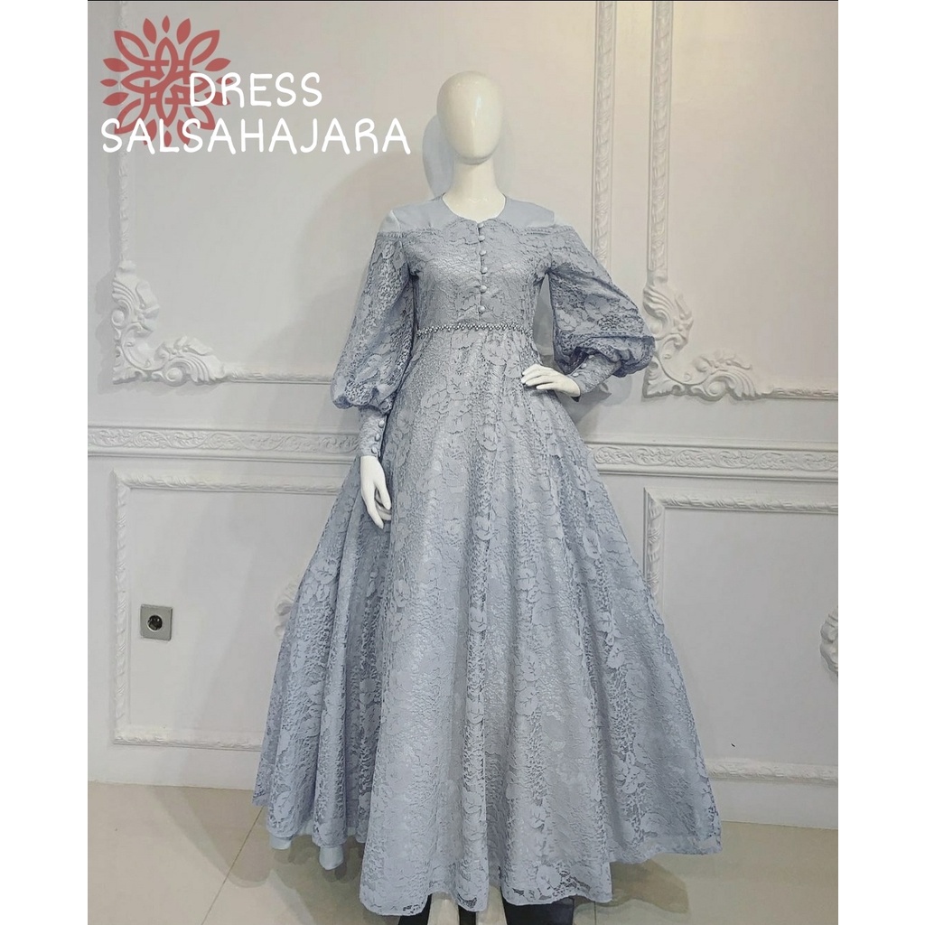 SALSAHAJARA MAXI DRESS PESTA 3UKURAN M L XL / DRES BRUKAT MEWAH/ SALSAHAJARA GAMIS BRUKAT eD / DRES NIKAHAN / PARTY DRESS