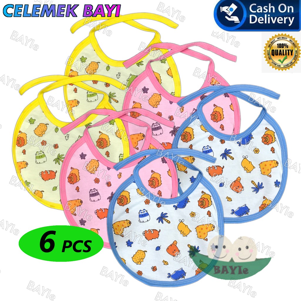BAYIe - 6 Pcs Celemek makan bayi/Slaber Bayi/Tatakan iler liur/Tatakan Makan Bayi TABUR