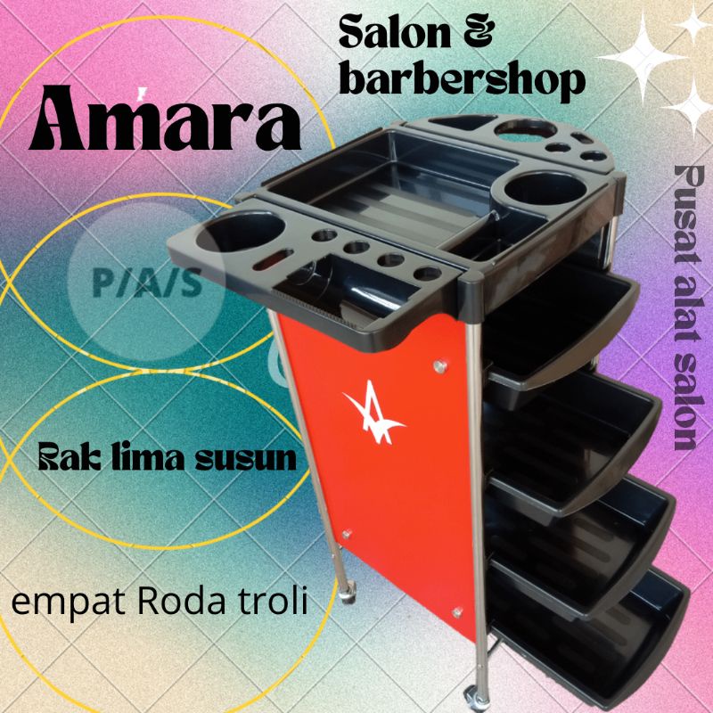 rak salon / rak troli salon / rak troli barbershop / rak barbershop 5 susun AMARA Original