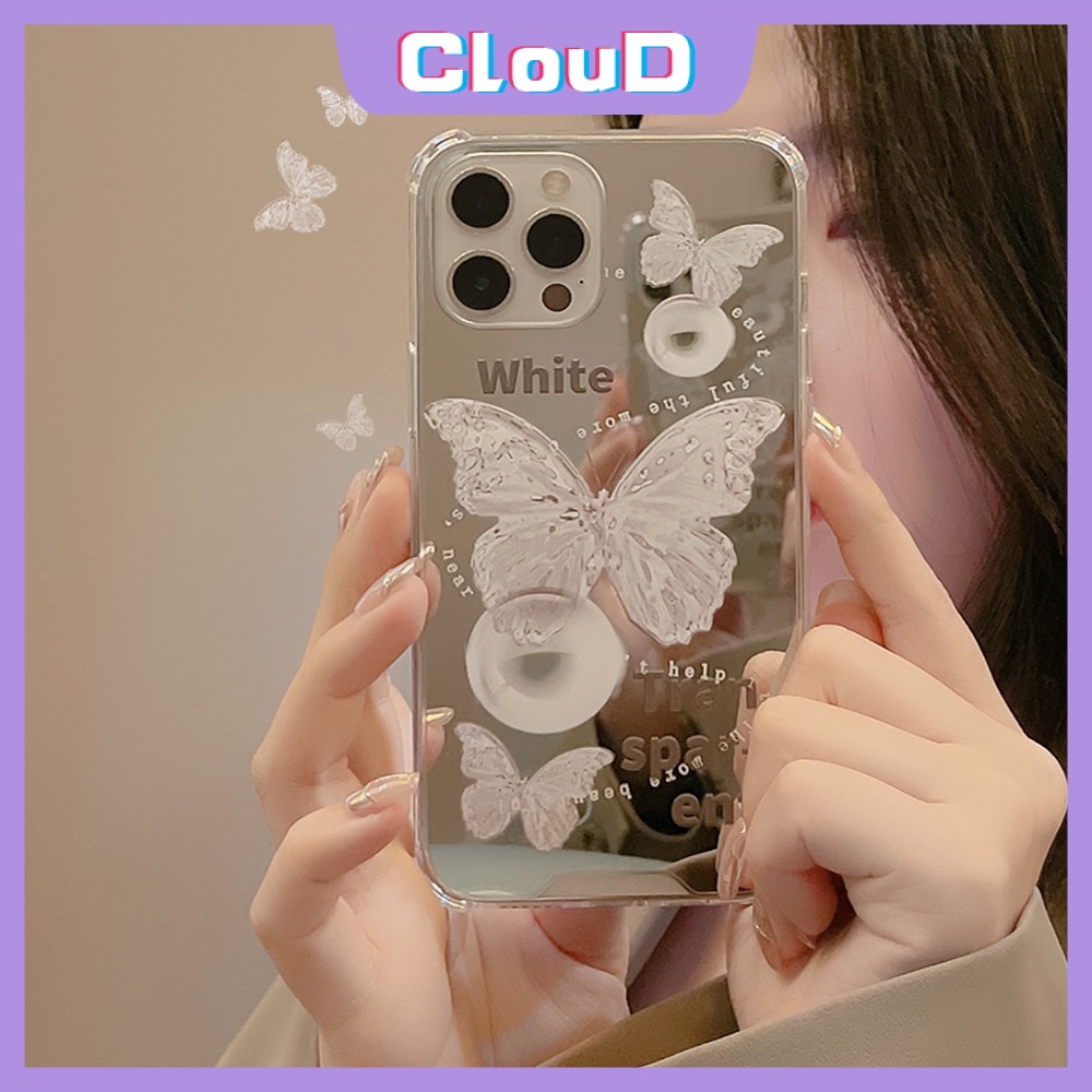 Soft Case Tpu Motif Kupu-Kupu Putih Untuk iPhone 11 XR 7Plus 8Plus X XS Max 12 13 11 Pro Max 7 8 SE 2020