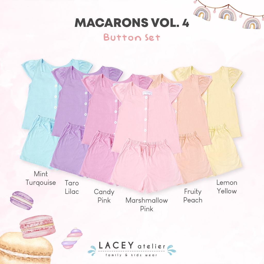 Lacey Atelier Setelan Anak Perempuan Macarons Button Set