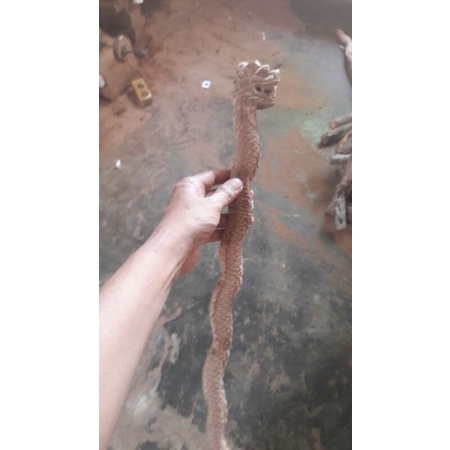 tongkat komando full ukir naga  kayu stigi