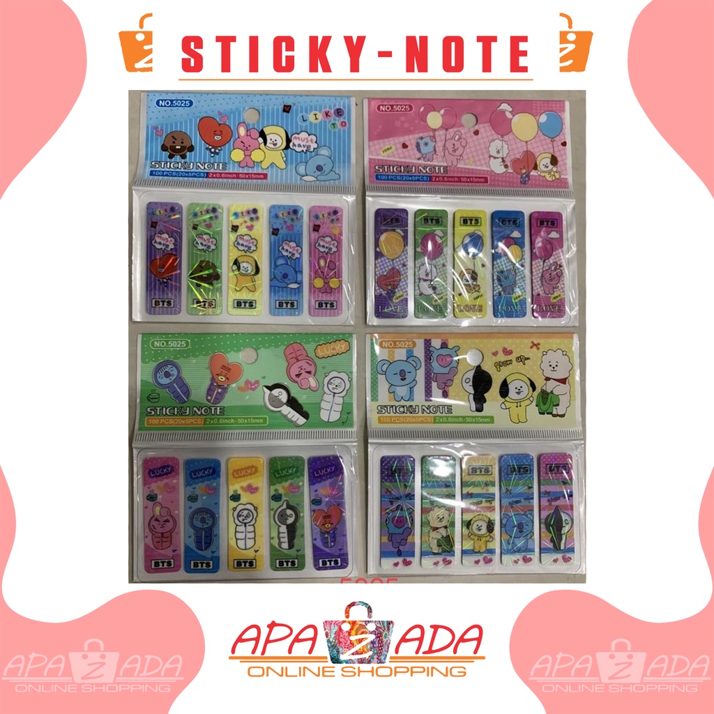 

Apazada - Stick Marker / Sticky Note / Stiker Mix / Marker Mix 1 set isi 5 Murah Berkualitas