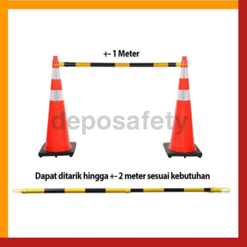 Cobe Bar - Cone Pole - Palang Penghubung Kerucut Traffic Cone  1-2 Meter Kuning Hitam Merah Putih