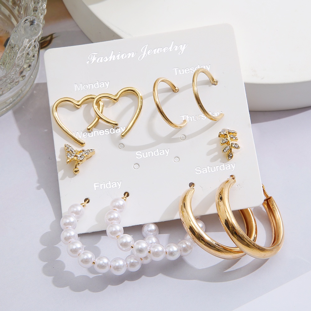 IFYOU Anting Stud Desain Kupu-Kupu Hati Aksen Mutiara Kristal Untuk Wanita