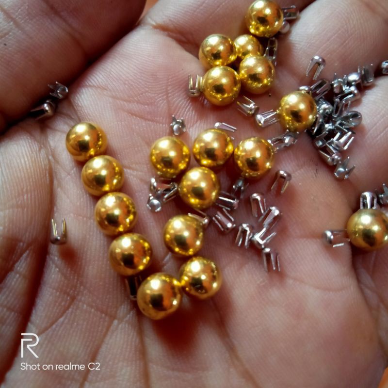 mutiara tindik 6mm warna gold