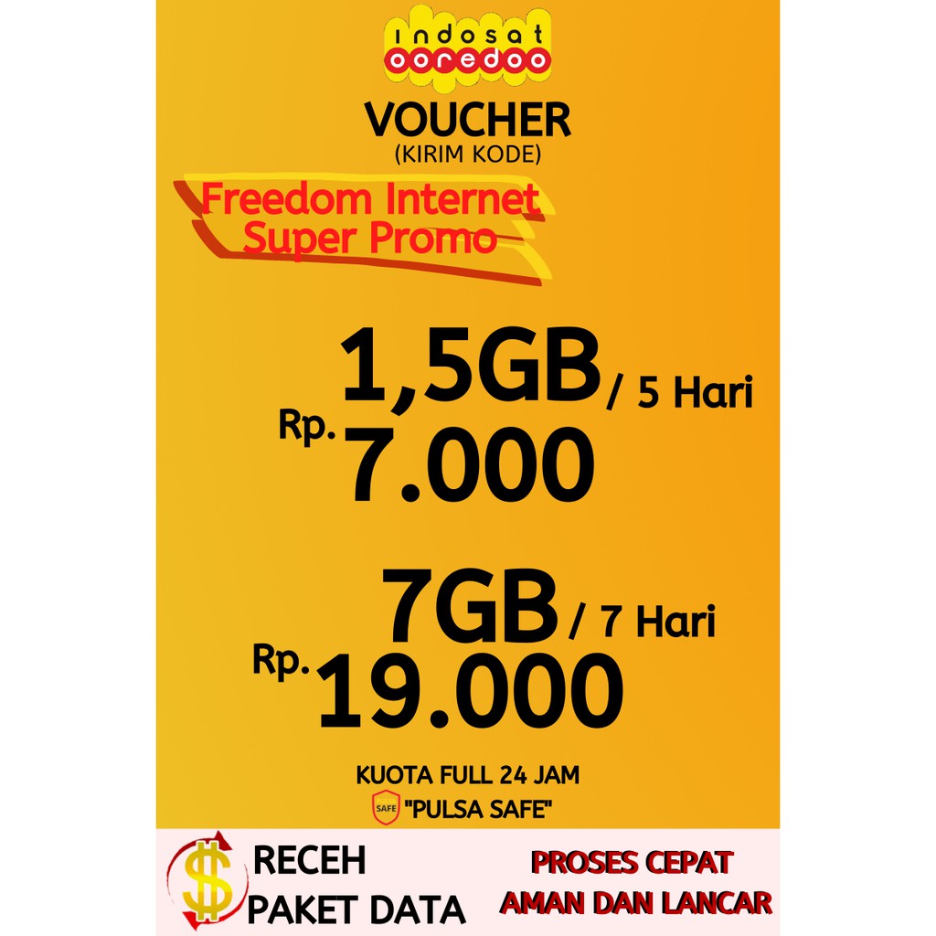 Isi Ulang Kuota Intermet Paket Data Voucher Indosat Im3 Ooredoo 1 5gb 7gb Shopee Indonesia