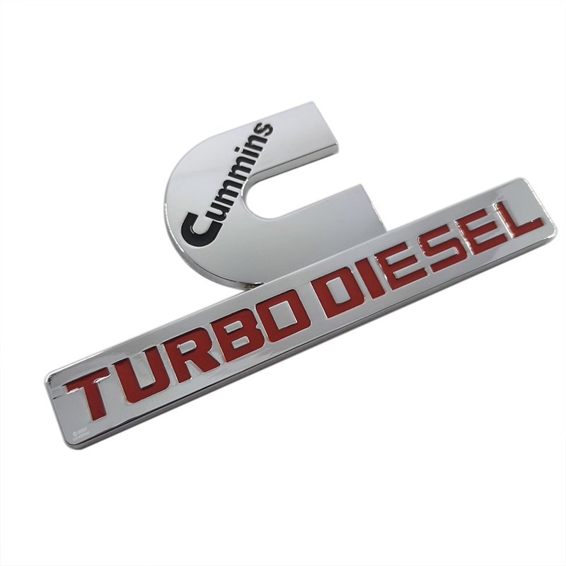 1pc Stiker Emblem Logo CUMMINS TURBO DIESEL Bahan Metal Krom Untuk Bagasi Belakang Mobil