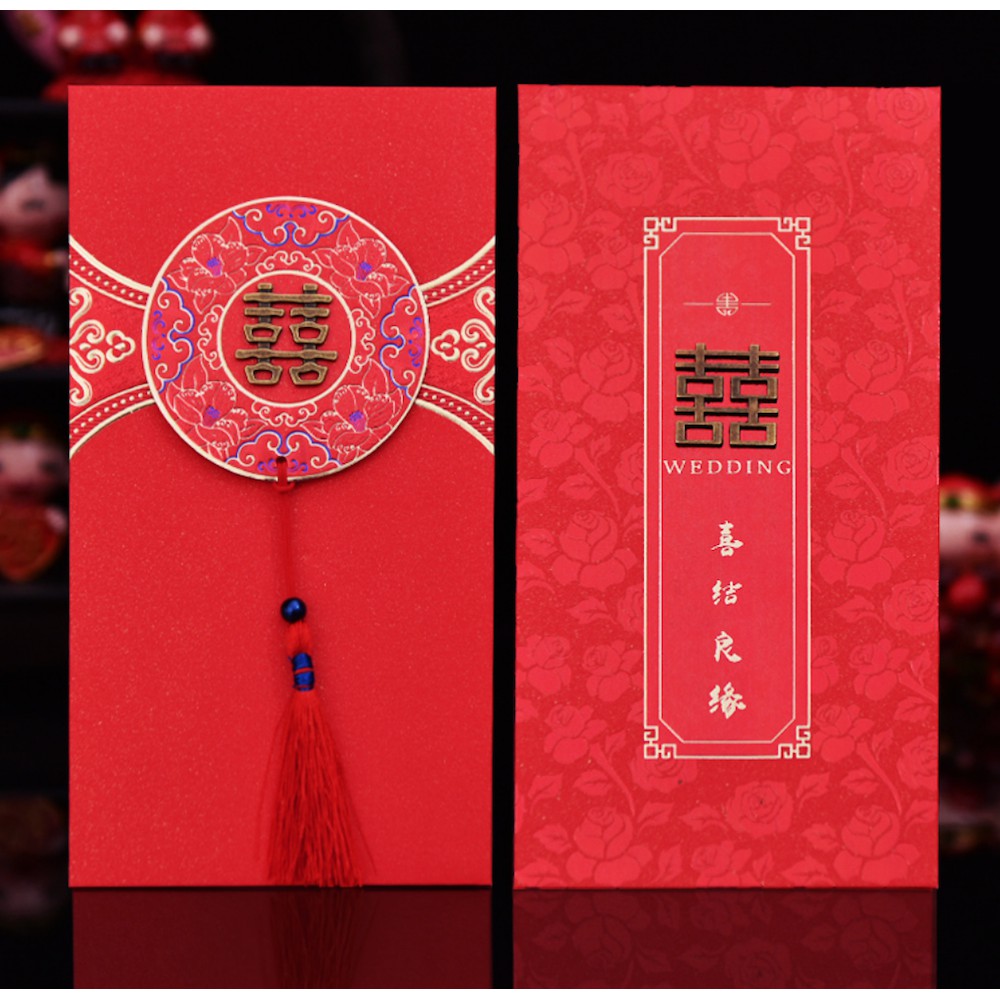 

Angpao pernikahan hongbao shuang xi kawinan(isi 6/10 pcs, 18x9.5 cm)uang lamar sangjit tepai wedding