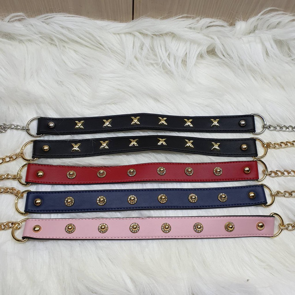 bagstrap rantai mix kulit motif tali tas fashion selempang panjang