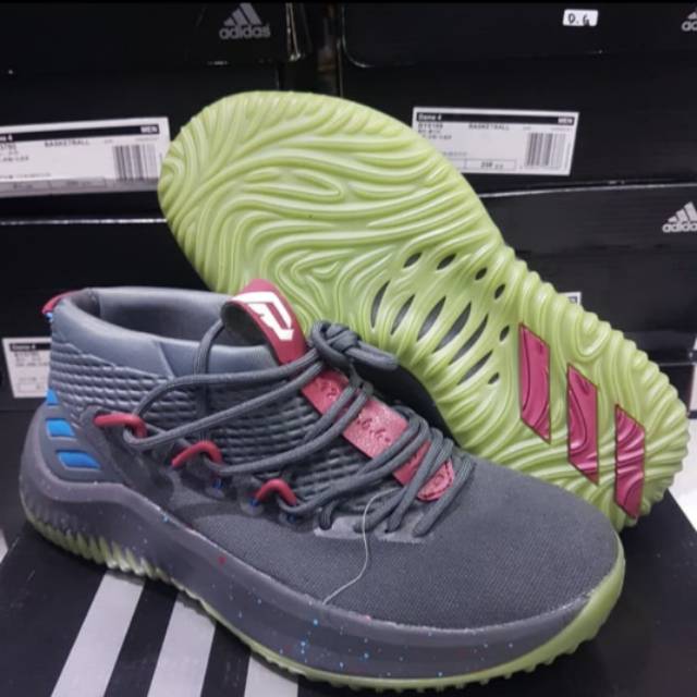 Sepatu basket adidas dame 4 glow in the park