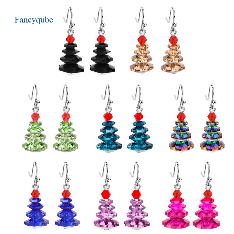 Fancyqube Anting Kristal Kuarsa Bentuk Pohon Warna-Warni Untuk Wanita