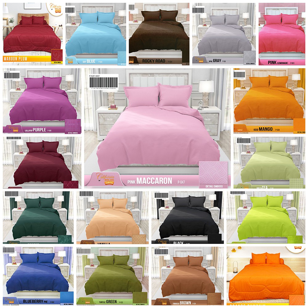 Terlaris - Sprei California Polos Emboss King 180x200 Tinggi 20 No 1 / 6 Kaki - Warna Hitam Pink Cok